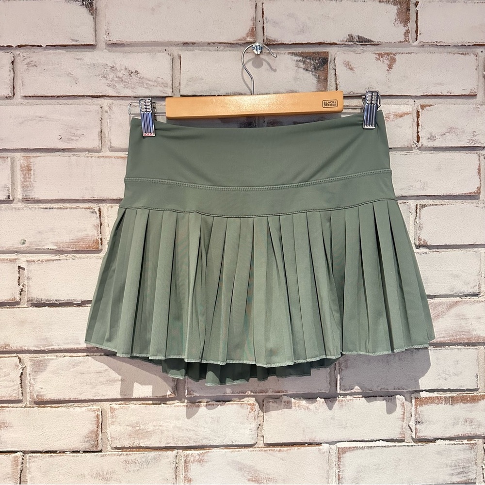 Goldhinge green pleated mini skirt green